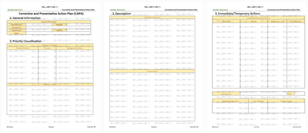 Corrective and Preventative Action Plan