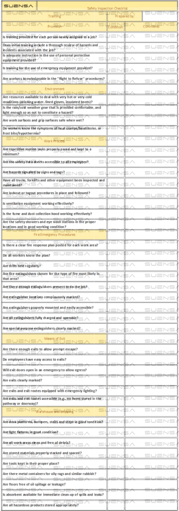 Safety Inspection Checklist