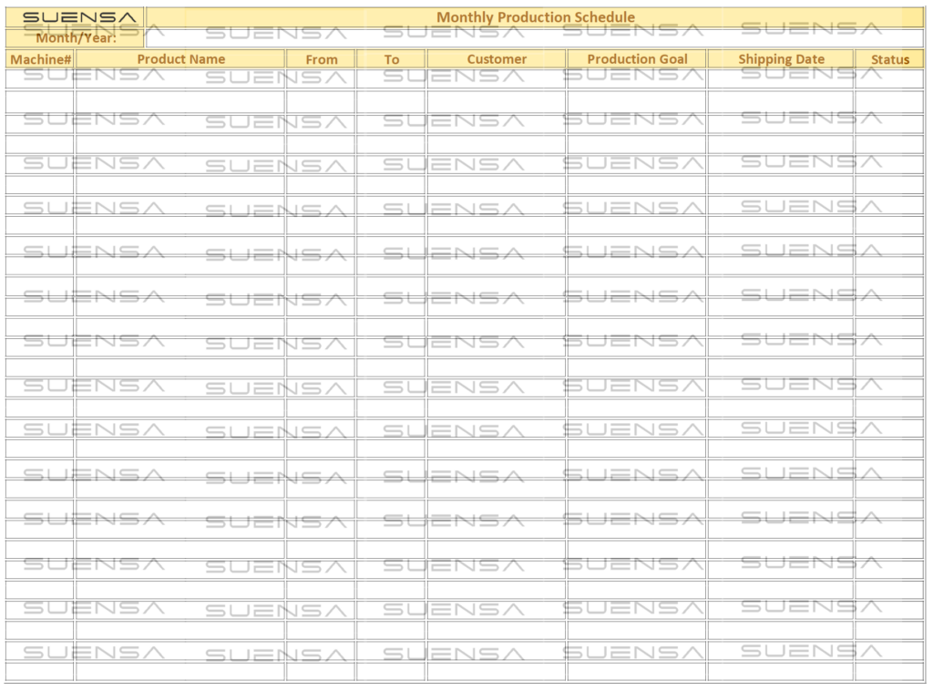 Monthly Production Schedule